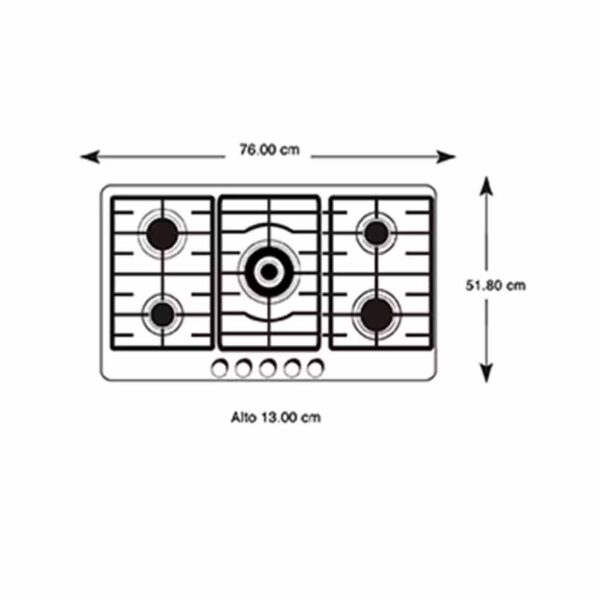 Cooktop empotrable a Gas Mabe | 76cm acero inoxidable | IO75TI0 - 981441 - Imagen 4