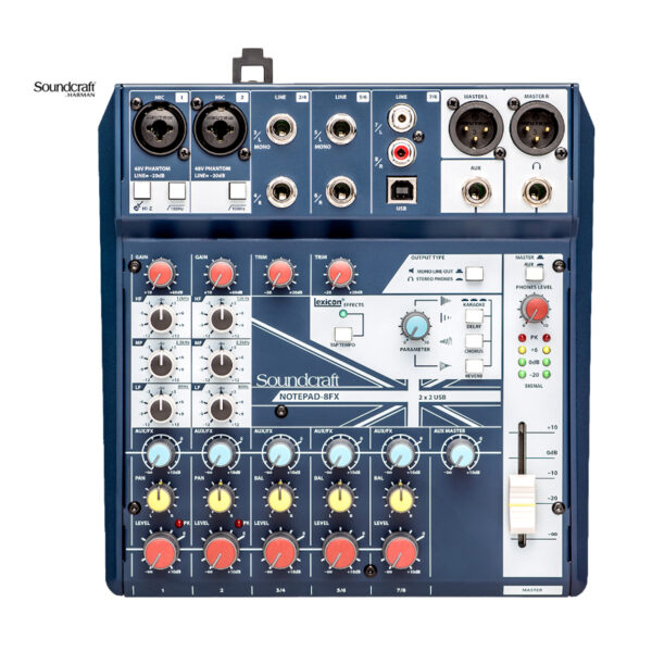 Consola Soundcraft de 8 canales con interfaz Usb efectos Lexicon | NOTEPAD-8FX - 725428