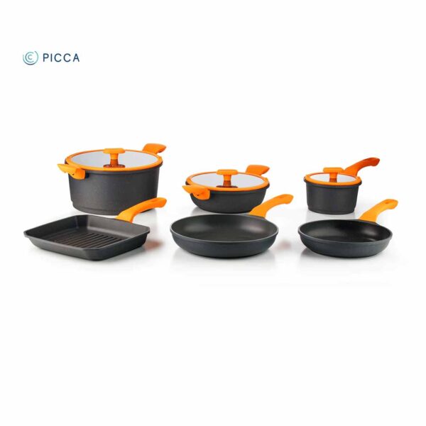 Bateria de cocina Picca Bellagio | 9 piezas varios colores | PI009BMC/PI009BMO - 981682