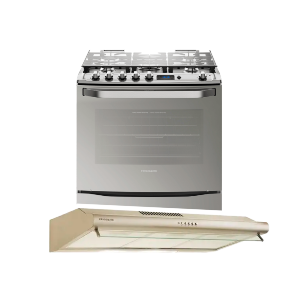 Combo Estufa A Gas Frigidaire 30" + Campana Extractora Frigidaire 30" | FKGI30ZTOBTG/FJSE308TBJSM - 981369/981469