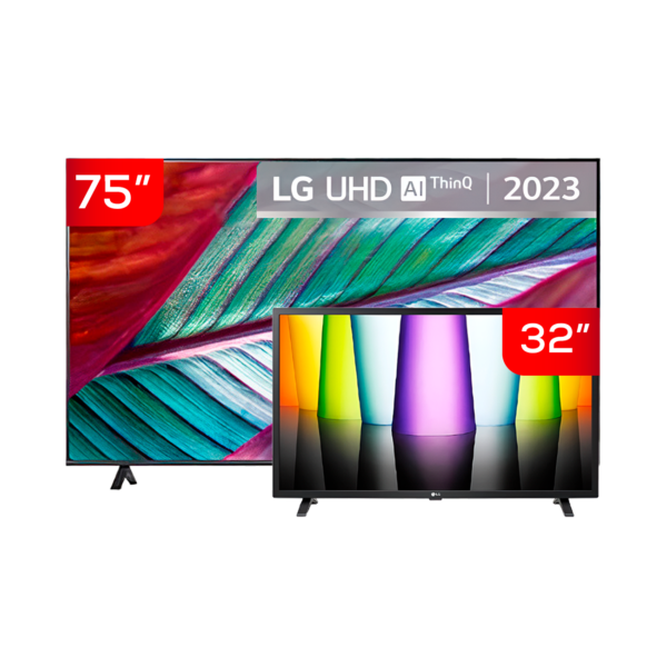 Combo LG 2x1 Televisor 75" 4K + Televisor 32" AI ThinQ | 75UR7800PSB / 32LQ630BPSA - 957106 / 957208