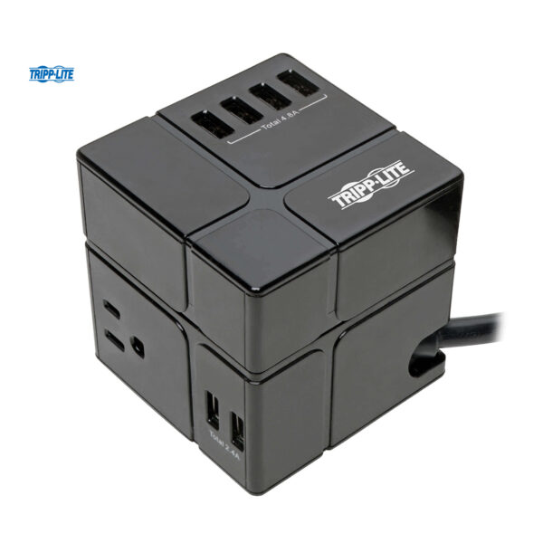 Cubo de energía supresor de tensiones 3 tomas y 6 puertos usb, color negro - TLP366CUBEUSBB - 918910