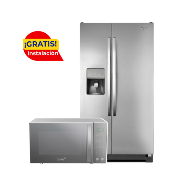 Refrigeradora Side by Side 25 ft³ + Instalación básica gratis + Microondas 0.7 ft³  | 7WRS25SDHM / AM1807D