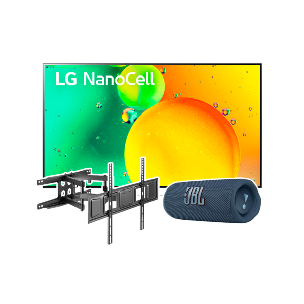 Combo Televisor LG 75" NanoCell 4K + Soporte De Pared Para Tv + Bocina Portátil JBL Flip 6 | 75NANO75SQA / JBLFLIP6BLUAM / ARG-BR-1587