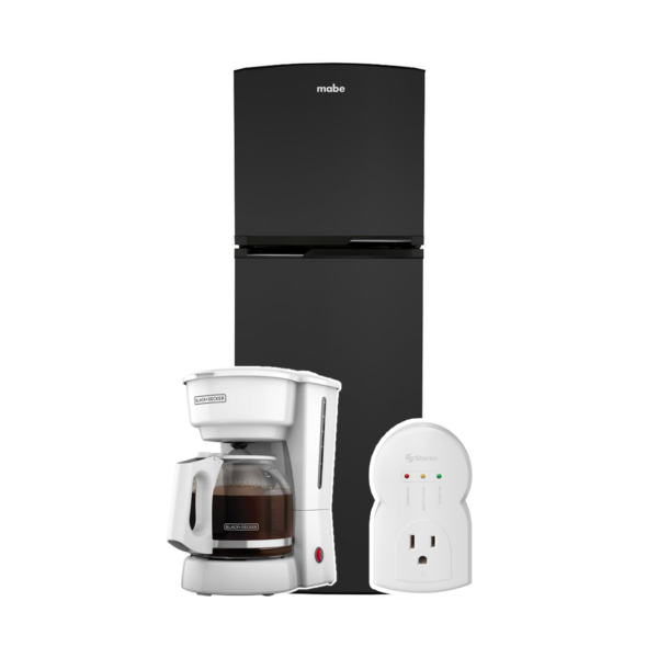 Combo Refrigeradora Mabe 9 ft³ + Cafetera B&D 12 Tazas + Regulador  de Voltaje | RMA230PVMRG1 / CM0916W / 920-010