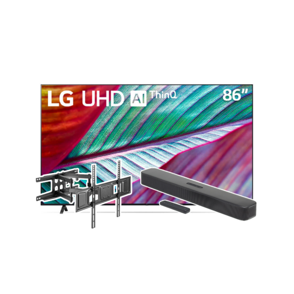 Combo Televisor de 86" LED 4K + Barra De Sonido Jbl 2.0 + Soporte De Pared Para Tv | 86UR8750PSA / JBLBAR20AIOBLKAM / ARG-BR-1587