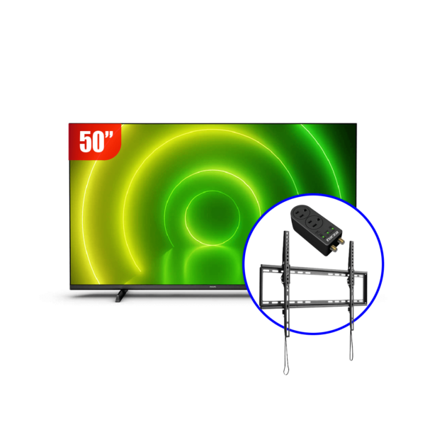 Combo Televisor Philips 4K De 50" + Protector de Voltaje Forza + Soporte Para Pared