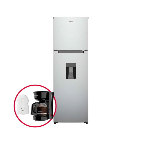 Combo Refrigeradora Whirlpool de 9 ft³ + Regulador de Volta + Cafetera