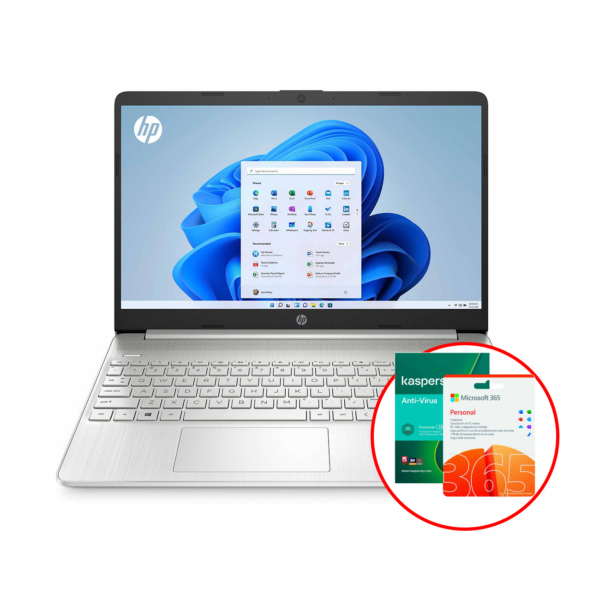 Combo Computadora Portátil HP De 15" Core i7-1255U + Bundle De Office 365 Personal + Kaspersky Antivirus