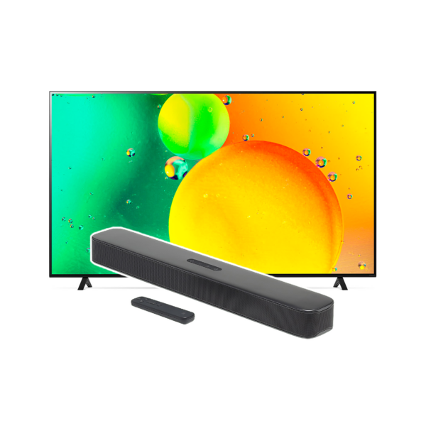 Combo Televisor LG NanoCell DE 70" Smart 4K Webos + Barra de Sonido JBL 2.0 | 70NANO75SQA / JBLBAR20AIOBLKAM