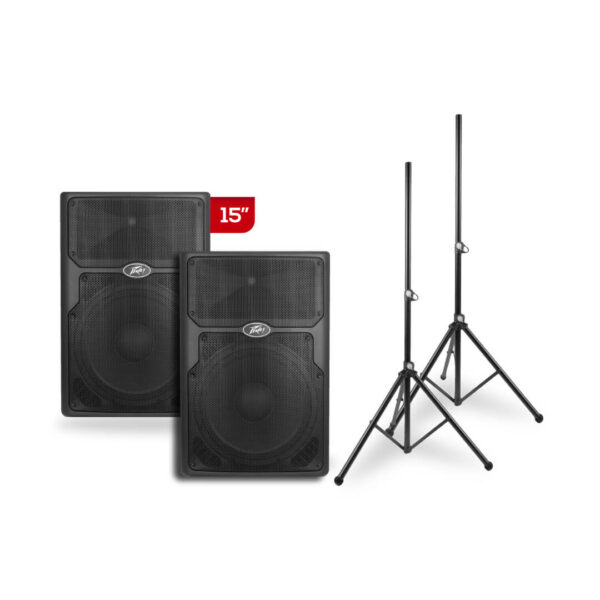 Combo 2 Bocina Activa Peavey De 15" Con Bluetooth + 2 Stands