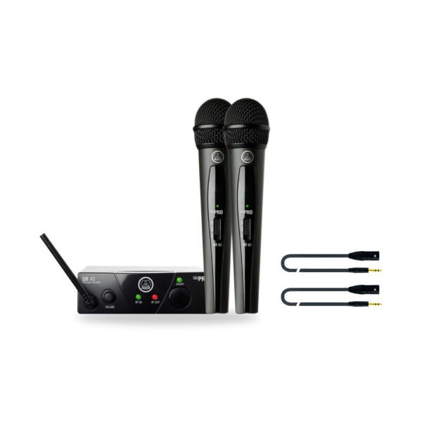 Combo Set de 2 micrófonos inalámbricos AKG dinámicos cardiodes + 2 Cables