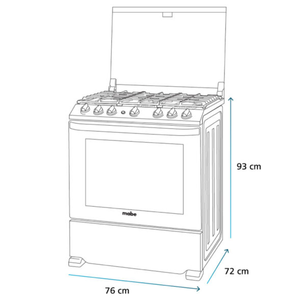 Estufa Mabe Gas 30" | 6 Quemadores Luz En Horno | EMH7602JS0 - 981939 - Imagen 8