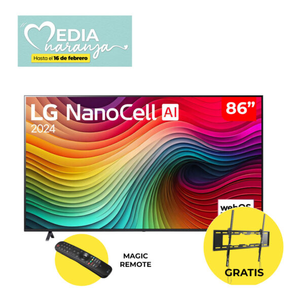 Televisor LG 86” NanoCell UHD 4K Smart TV 2024 | Soporte de Pared Argom (55” – 90”) GRATIS | 86NANO80TSA – ARG-BR-1349